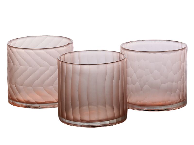 Theelichthouder Cassis Ø11x10cm - glas - roze