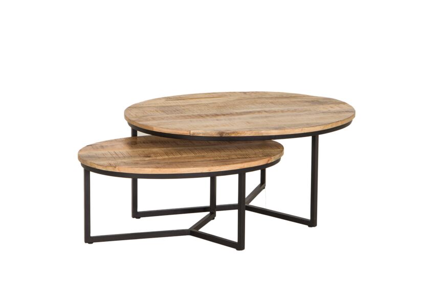 Bijzettafel Andromeda 70x90cm - hout massief - bruin - set van 2