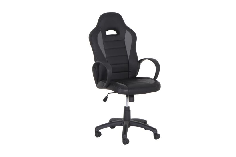 Gamestoel Maquina 60x65x120cm - lederlook - zwart & grijs