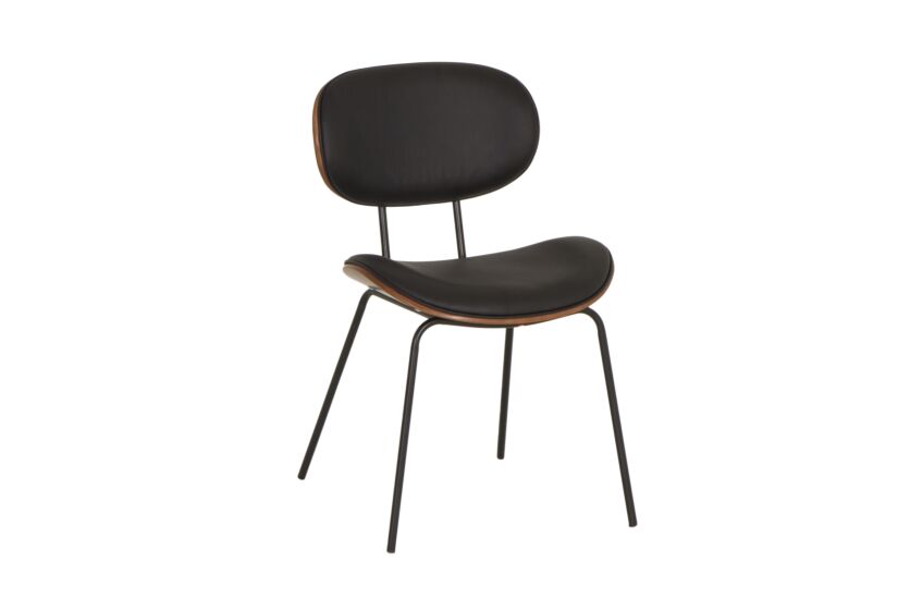 Stoel Ruby 51x57x79cm - lederlook - zwart/bruin