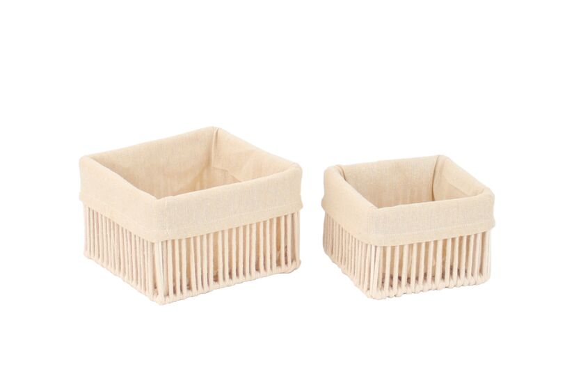 Opbergmand Solea set van 2 - geweven touw & katoen - beige