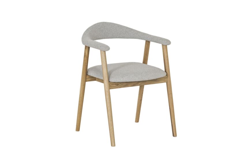 Stoel Herbie 56x55x73cm - eik massief & stof - beige