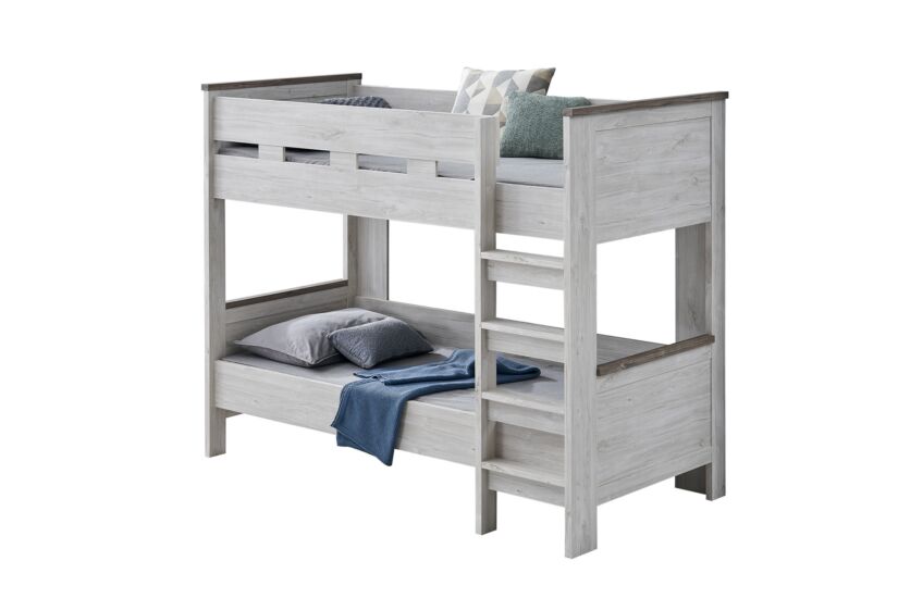 Stapelbed Eline 90x200cm - decor - white oak & autumn oak met bodems