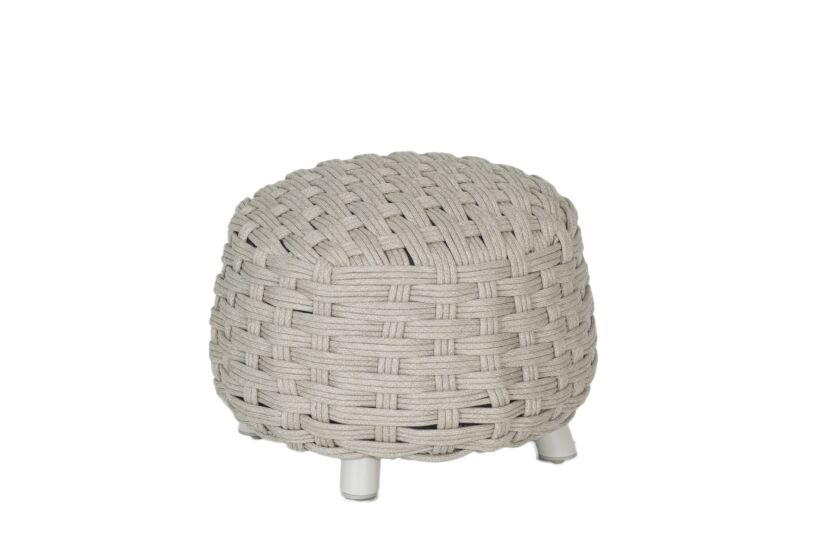 Poef Outdoor Ø48,5x38cm - aluminium & touw - beige