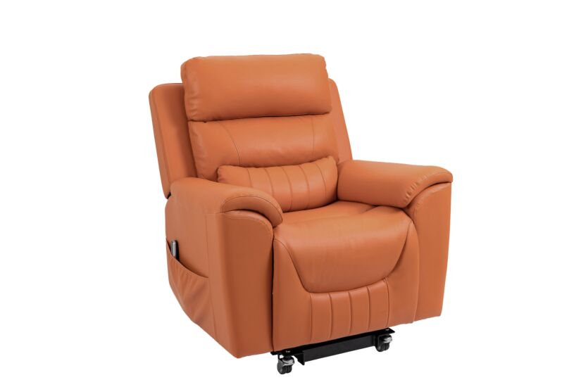 Relaxzetel Gallery elektrisch - lederlook- oranje