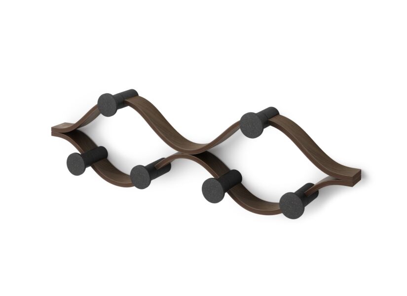 Kapstok Montage 15x51cm - kunststof & hout - zwart & walnoot