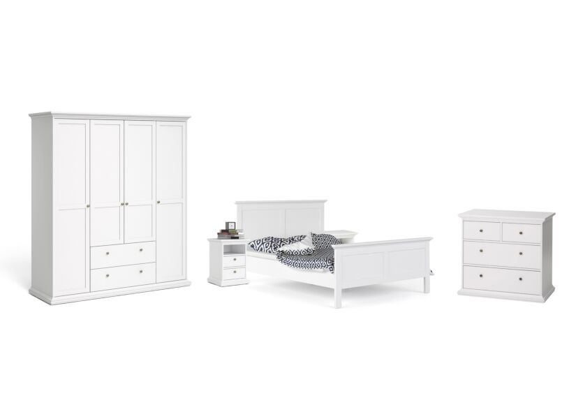 Slaapkamer Paris met bed 140cm - kleerkast 181cm - commode 97cm en 2 nachtkastjes