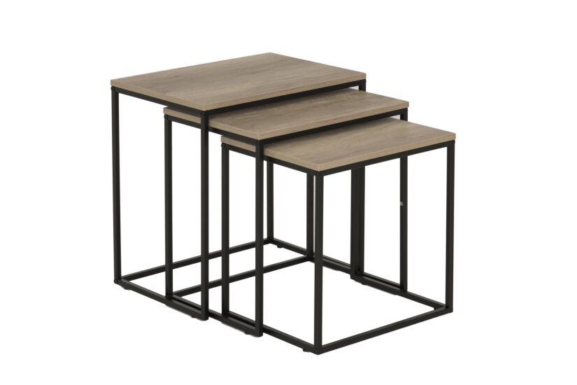 Bijzettafel Victorius 55x40cm - melamine - bruin set van 3