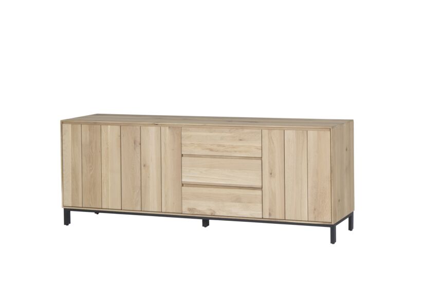 Buffet Polar 225cm - chêne massif & décor - naturel
