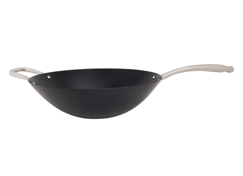Wokpan Fusion Pro Ø36cm - koolstofstaal - zwart & zilver