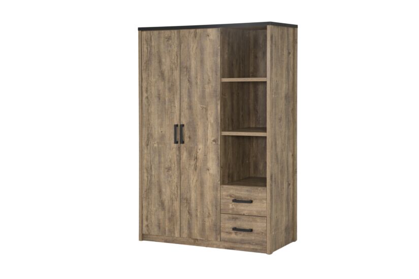 Kleerkast Esra 135cm - decor - industrial oak/black concrete