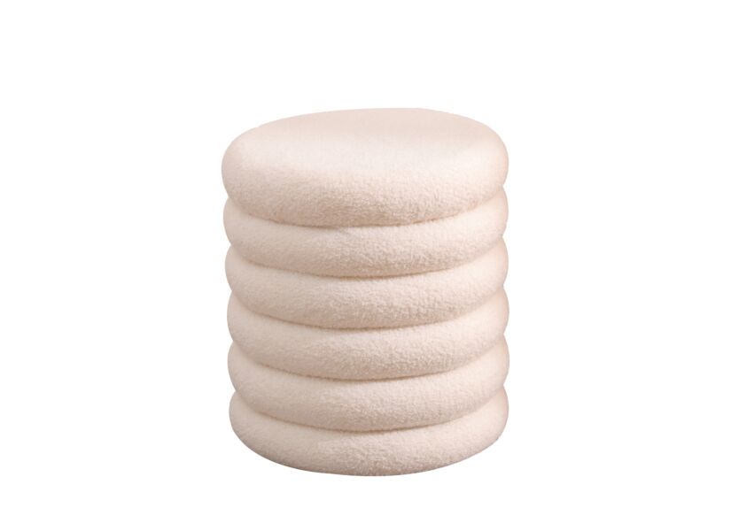 Poef Drunk Ø38cm - stof - wit