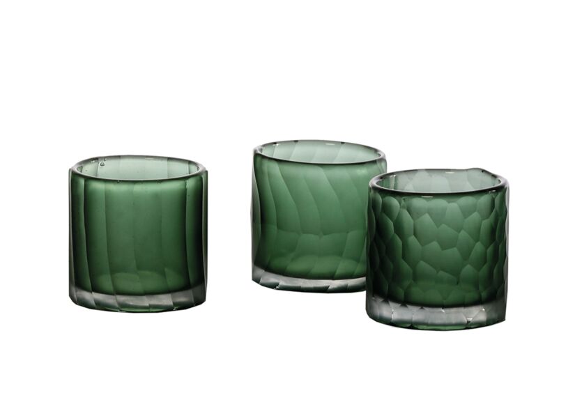 Theelichthouder Cassis Ø7x7cm - glas - groen