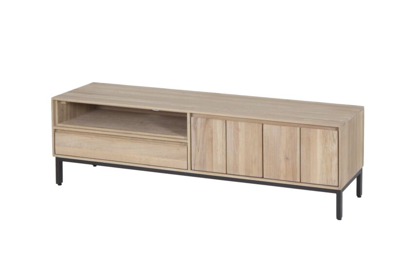 Tv-meubel Polar 145cm - eik massief & fineer & decor - naturel