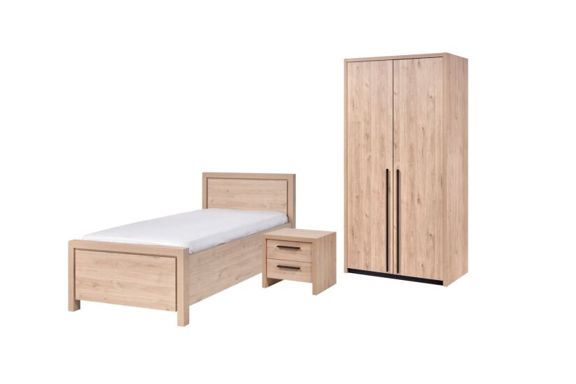 Kinderkamer met bed 90x200cm - kleerkast 112cm en 1 nachtkastje