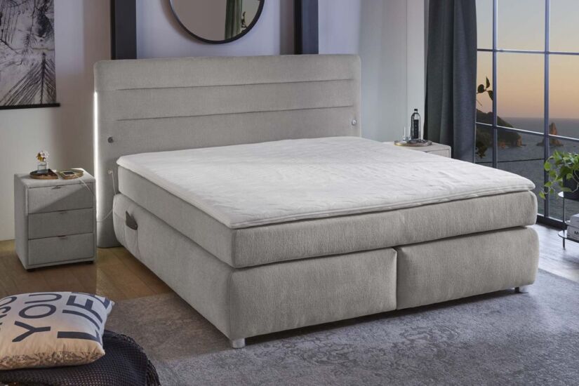Boxspring Livia Mix 180x200cm - stof - middengrijs