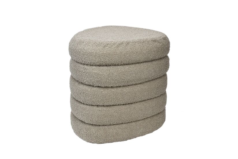 Poef Fizz 45x43x42cm - bouclé - bruingrijs