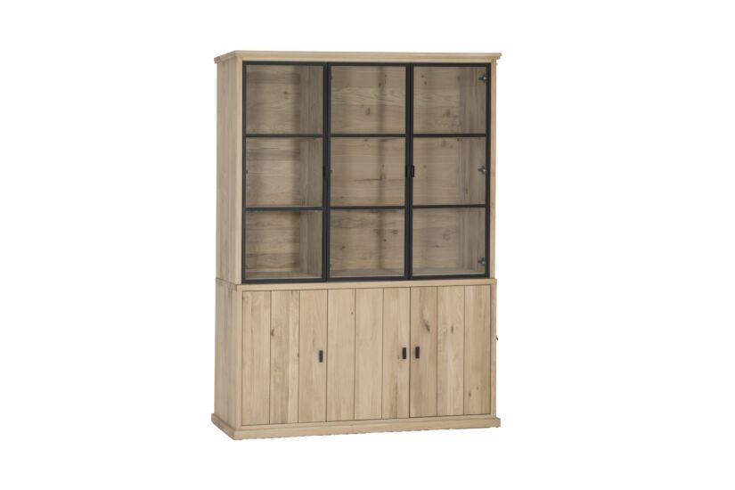 Vitrinekast Grimaldi 175,2cm - eik massief - naturel