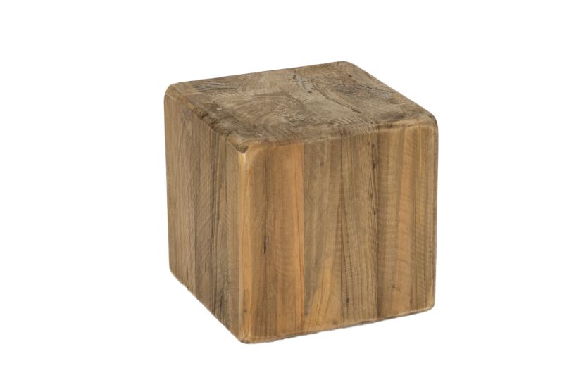 Zuil Qubit 15x15x15cm - gerecycleerd den massief - naturel