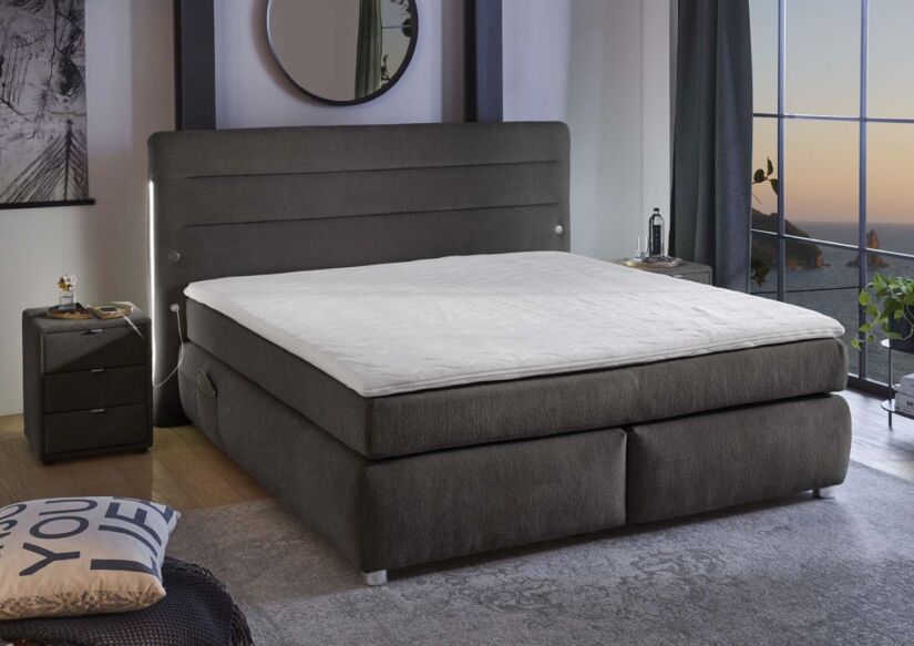Boxspring Livia Mix 180x200cm - stof - donkergrijs