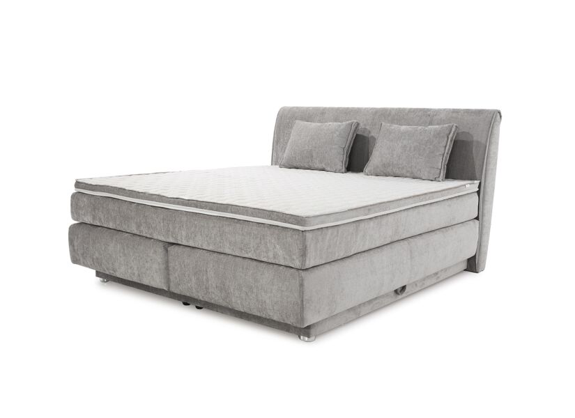 Boxspring Caren Max 180x200cm - stof - grijs met opbergruimte