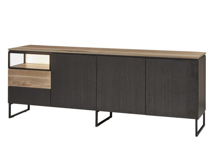 Dressoir Portofino 242cm - decor - zwart & eik